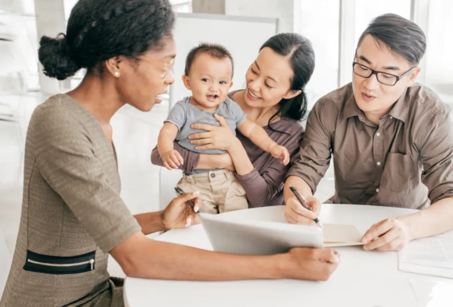 south korean family signing a mortgage application
