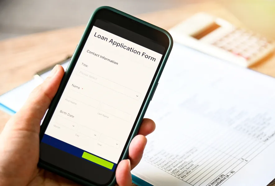 loan application form on app